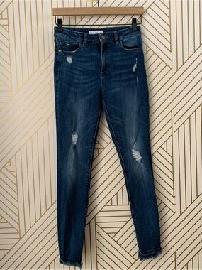 DL1961 Farrow high rise Instaslim Crater Lake distressed skinny Ankle Jeans 25